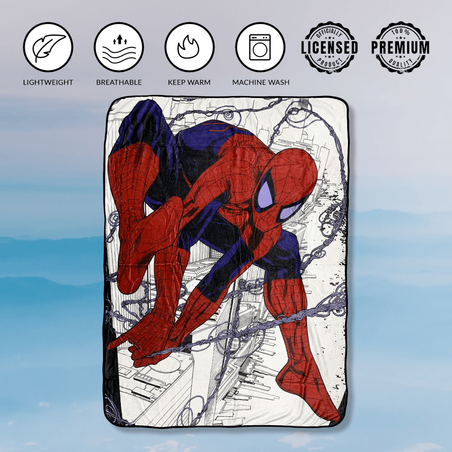 Spider-Man Webslinger Marvel Flannel Fleece Throw Super Soft Lightweight Fleece Blanket 45x60in - 