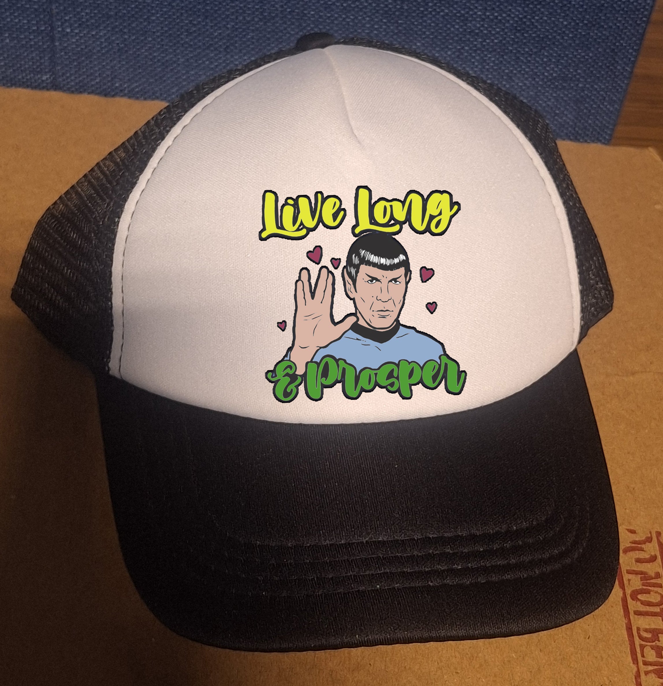 Adjustable Trucker Baseball Cap "Live Long & Prosper" Spock Star Trek