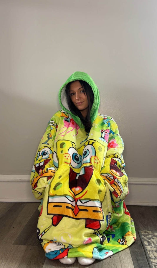 SpongeBob Wearable Blanket Hoodie for Kids & Adults - adult