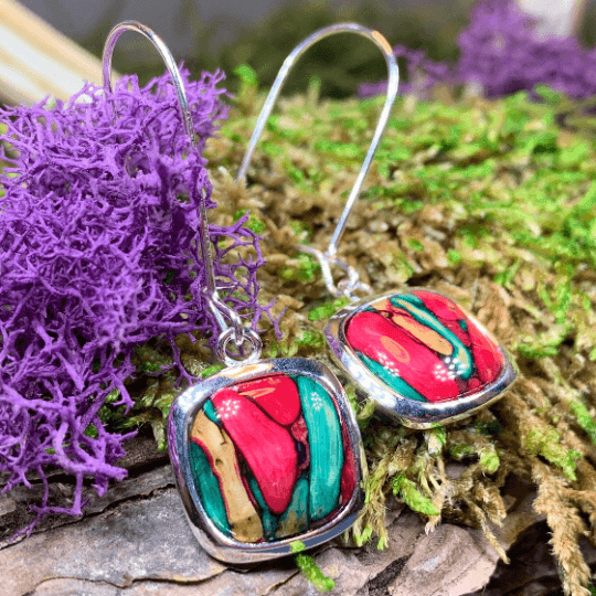 Heathergems Celtic Square Earrings - Multi