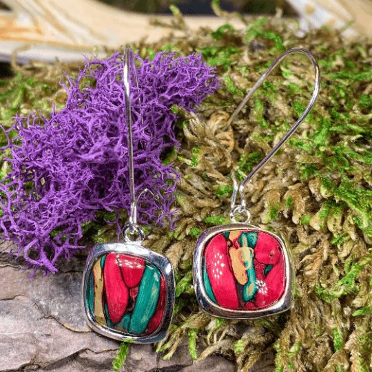 Heathergems Celtic Square Earrings - Green