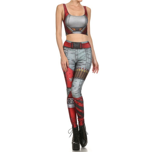 Star Wars Cosplay Costume For Women Wonder Captain America Deadpool Woman Croped Tops Leggings Sets