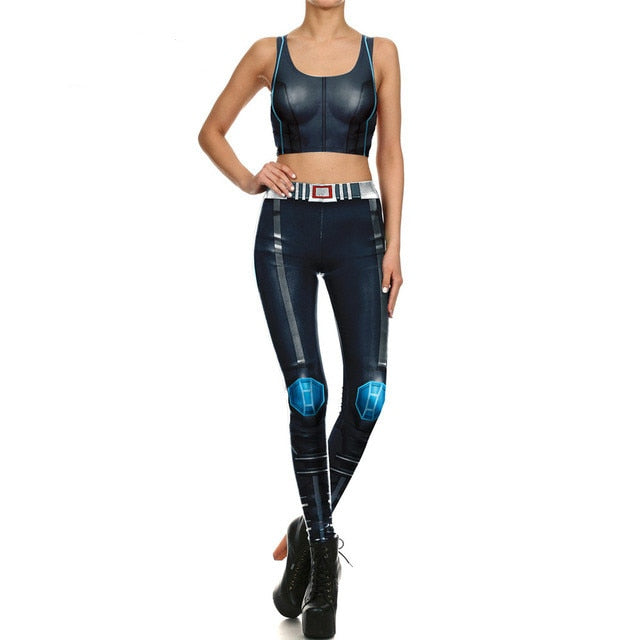 Star Wars Cosplay Costume For Women Wonder Captain America Deadpool Woman Croped Tops Leggings Sets