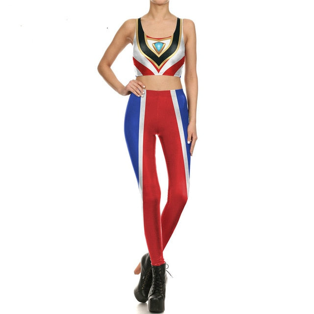 Star Wars Cosplay Costume For Women Wonder Captain America Deadpool Woman Croped Tops Leggings Sets