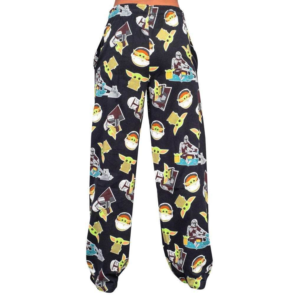 Star Wars The Mandalorian Baby Yoda Pajamas Black Lounge Pants - S