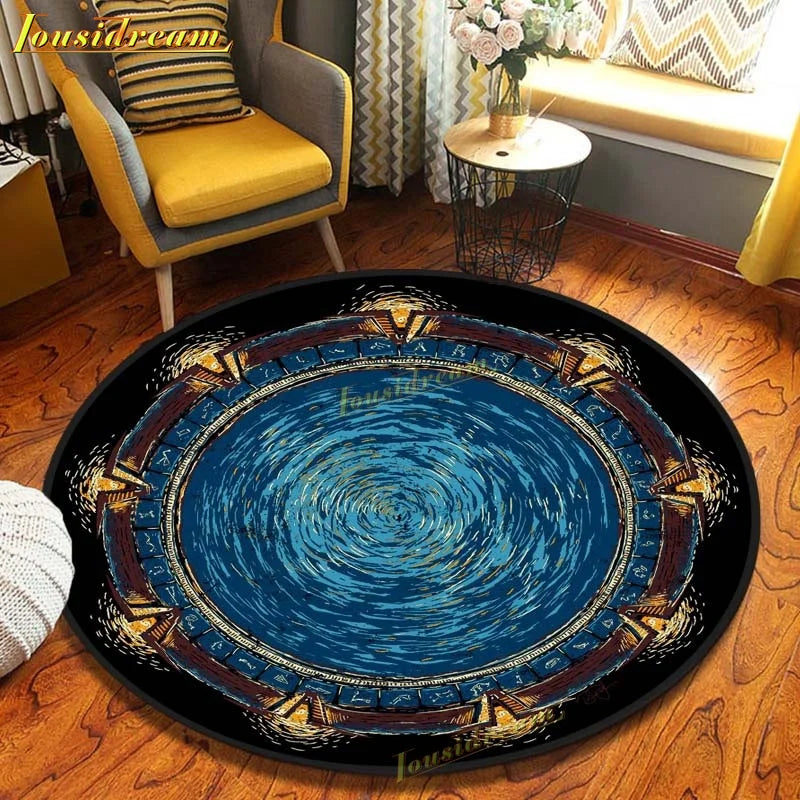 Stargate Carpet Movie Non-slip Floormat Round Area Rug Science Fiction Chairmat Play Mat for Playroom Bedroom Kids Room