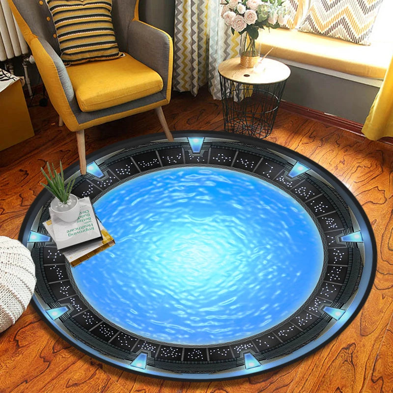 Stargate Carpet Movie Non-slip Floormat Round Area Rug Science Fiction Chairmat Play Mat for Playroom Bedroom Kids Room