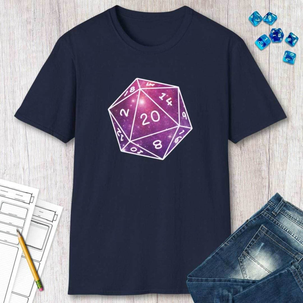 Stars Nebula D20 Dice Shirt - Navy / S