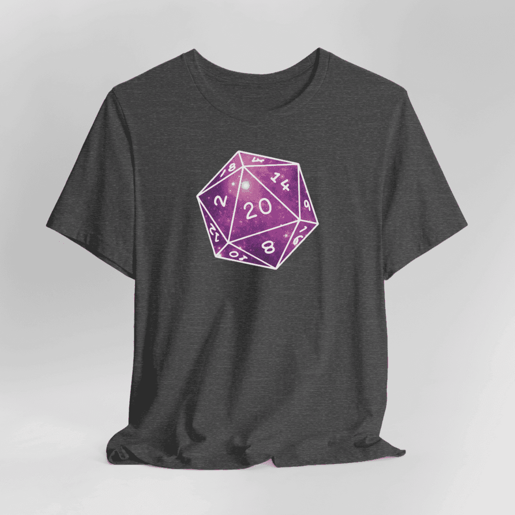 Stars Nebula D20 Dice Shirt - Dark Heather / S