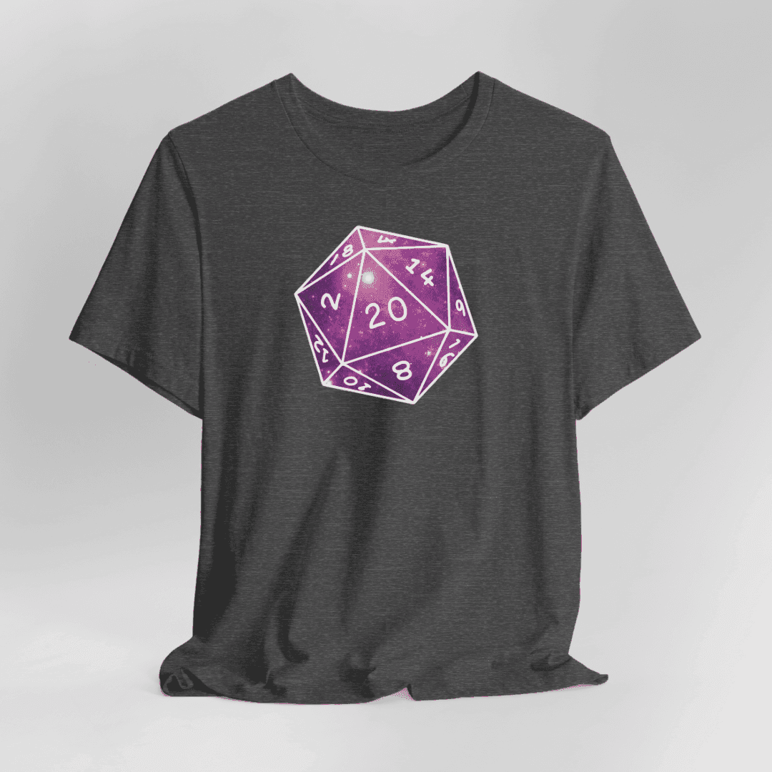 Stars Nebula D20 Dice Shirt - Dark Heather / S