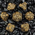 Steam Age - Brass-colored mechanical gear metal dice set