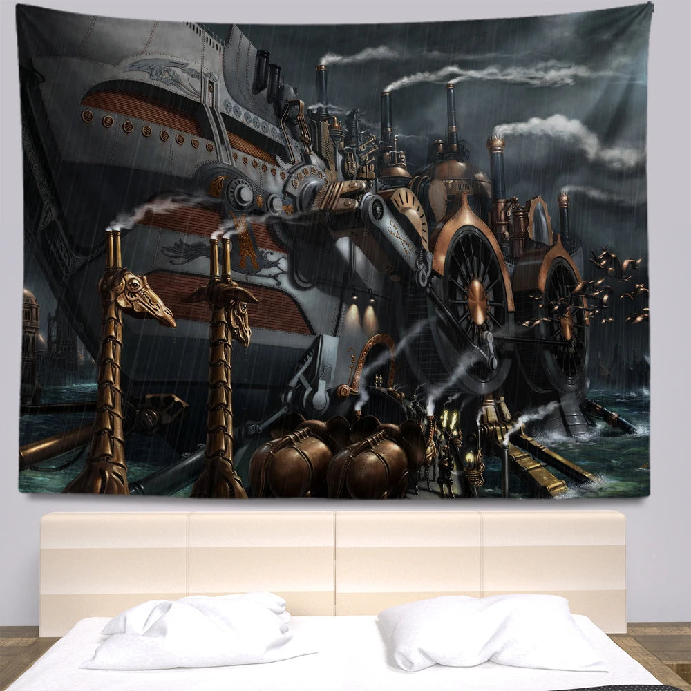 Steampunk Anime Tapestry Bohemia Hippie Room Decoration Large Wall Cloth Sheets Curtain Support Customization