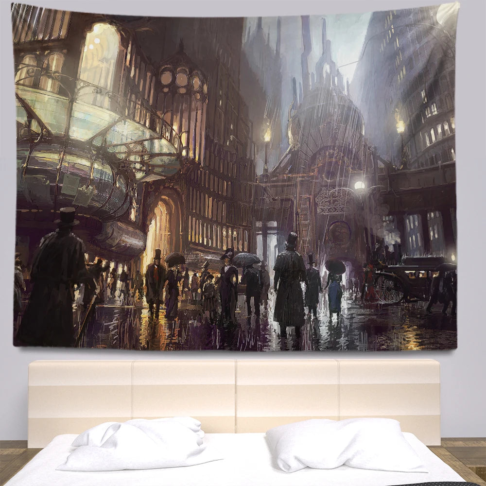 Steampunk Anime Tapestry Bohemia Hippie Room Decoration Large Wall Cloth Sheets Curtain Support Customization