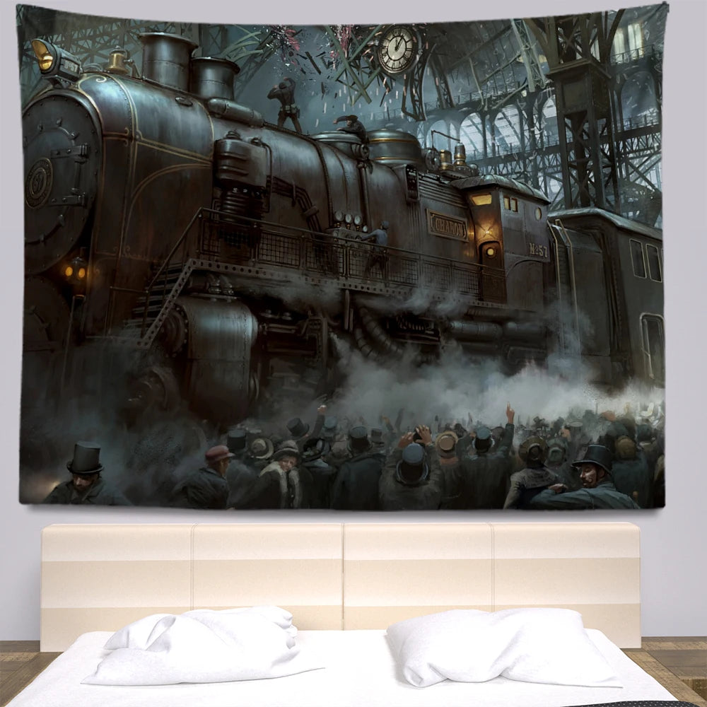 Steampunk Anime Tapestry Bohemia Hippie Room Decoration Large Wall Cloth Sheets Curtain Support Customization