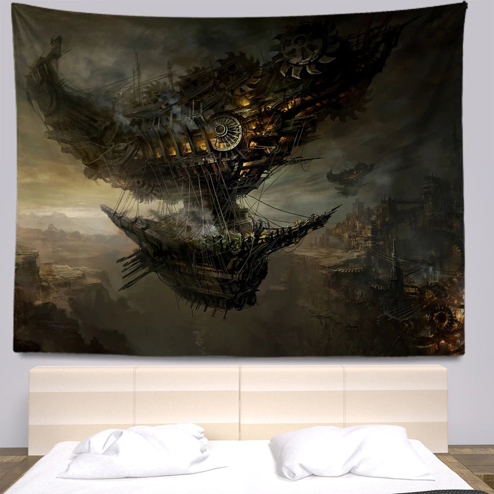 Steampunk Anime Tapestry Bohemia Hippie Room Decoration Large Wall Cloth Sheets Curtain Support Customization