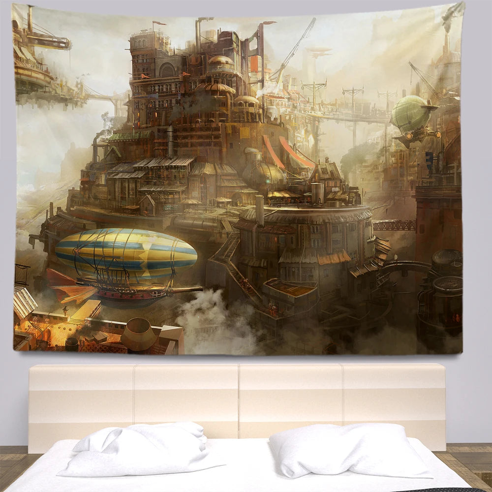 Steampunk Anime Tapestry Room Decoration Tapestry Wall Hanging Bohemia Wall Tapestry Home Decoration Tapestry Aesthetics