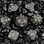 Steampunk - silver and black mechanical gear metal dice set