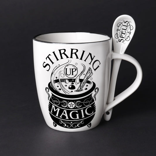 Stirring Up Magic Mug Tea Cup and Spoon