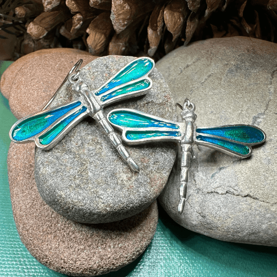 Blue Dragonfly Earrings - 