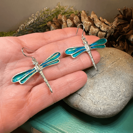 Blue Dragonfly Earrings - 