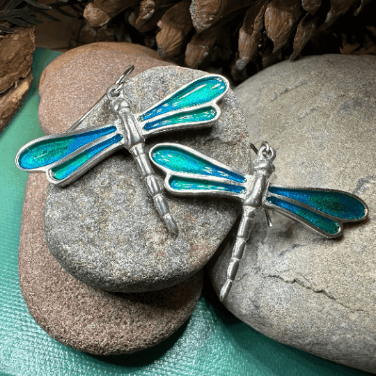 Blue Dragonfly Earrings - 