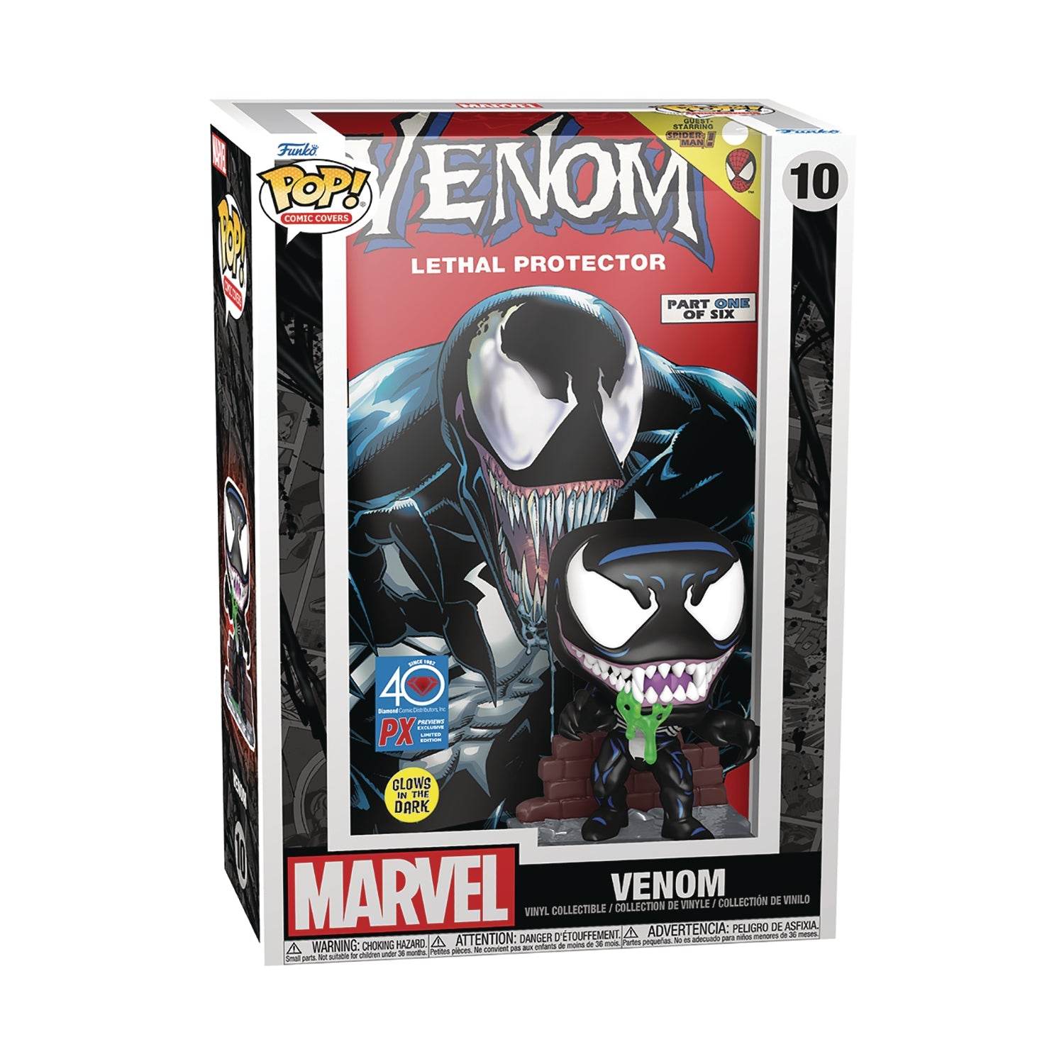 Funko Pop! Comic Cover: Marvel Venom Lethal Protector Glow in The Dark Previews Exclusive Vinyl Figure - 