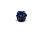 Stone D20 Dice - Lapis Lazuli - Silver Signature Font - Role-Players