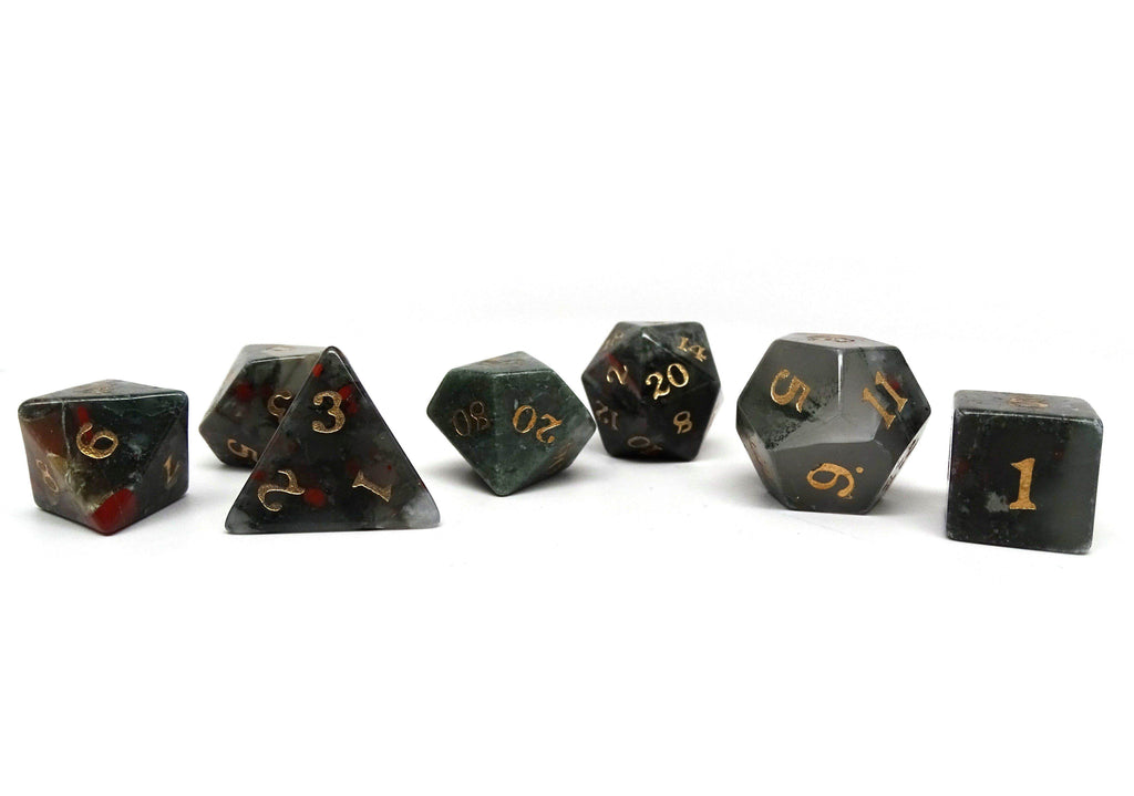 Stone Dice Collection - African Bloodstone - Signature Font - Role-Players