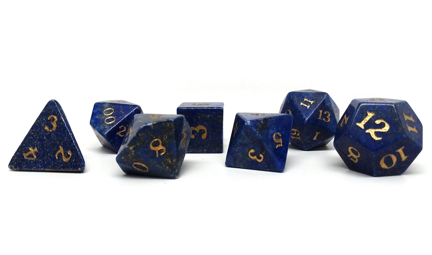 Stone Dice Collection - Lapis with Gold Numbering - Signature Font