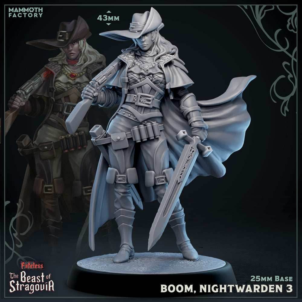 Stragovian Nightwarden: Sculpt 3 (Female Human Gunslinger) - 