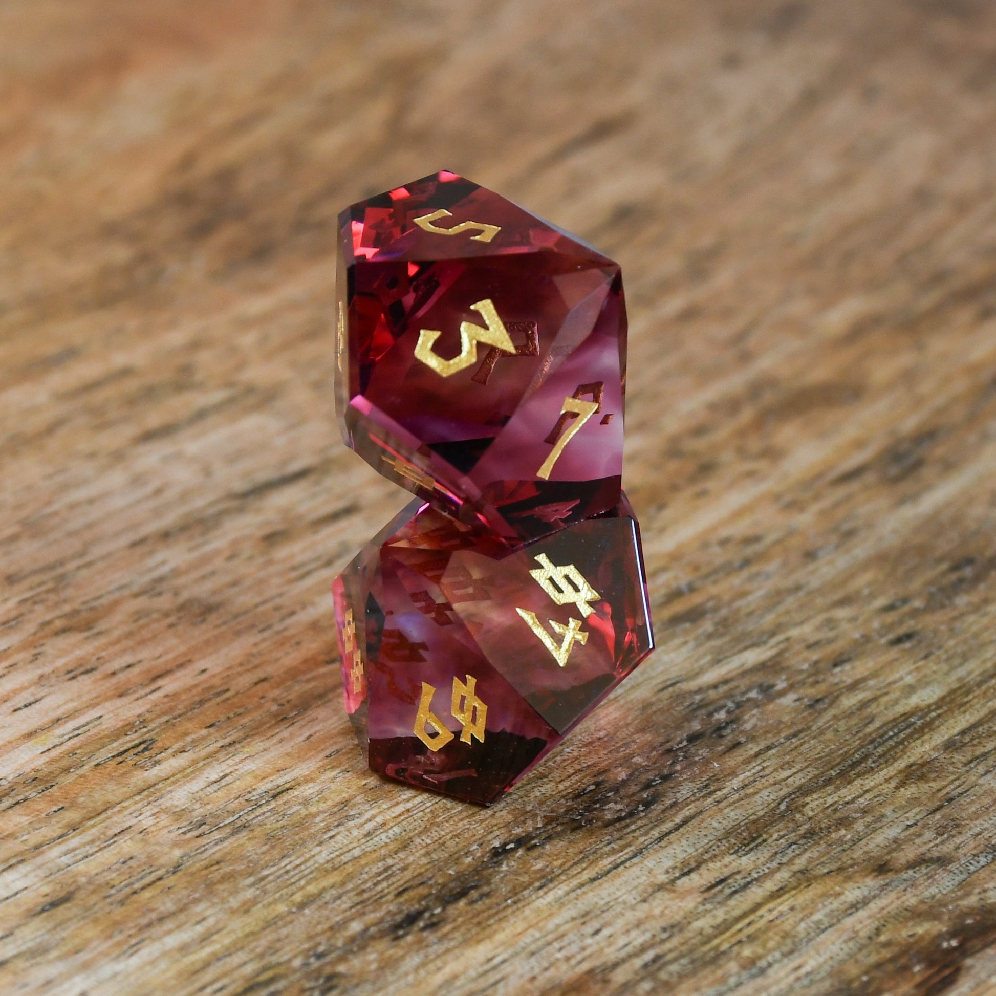 Strawberry Multifaceted Glass Dice Set