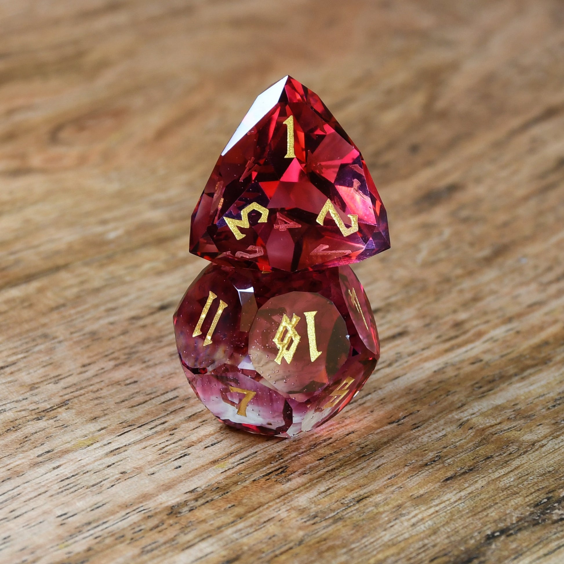 Strawberry Multifaceted Glass Dice Set