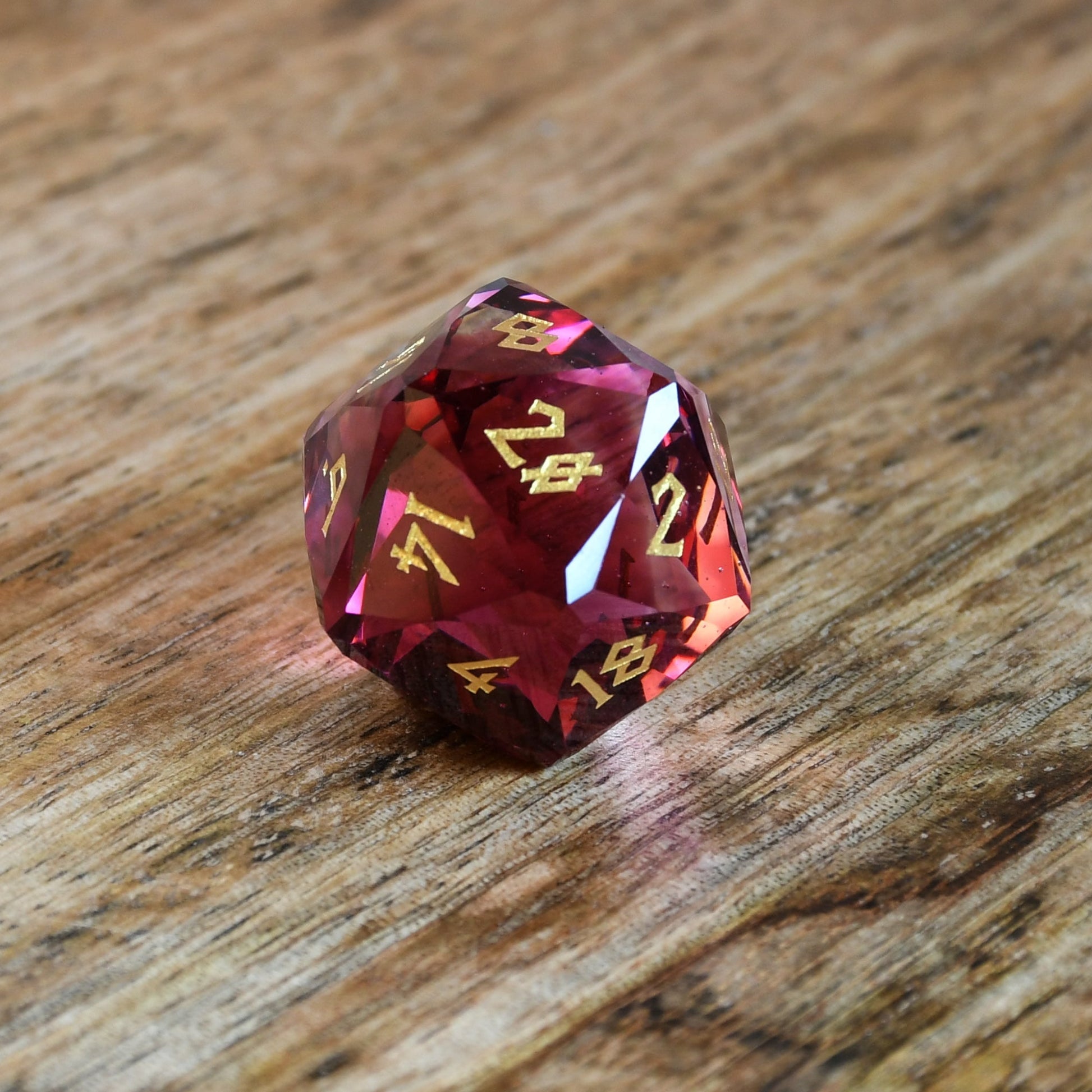 Strawberry Multifaceted Glass Dice Set