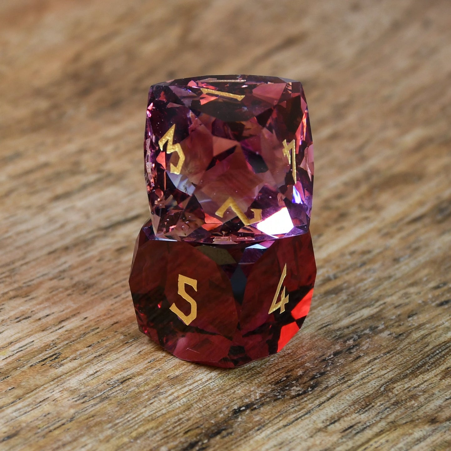 Strawberry Multifaceted Glass Dice Set