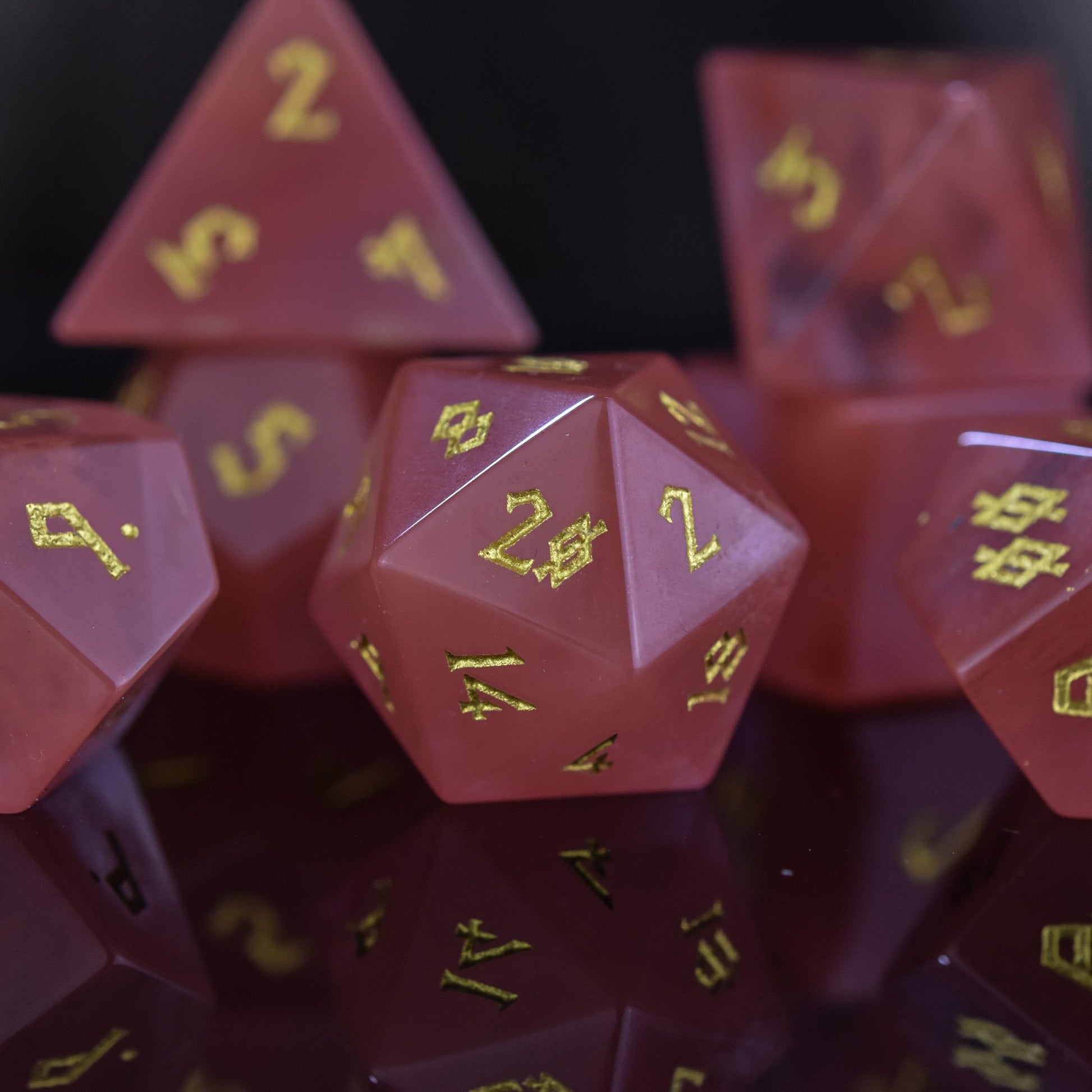 Strawberry Quartz Stone Dice Set