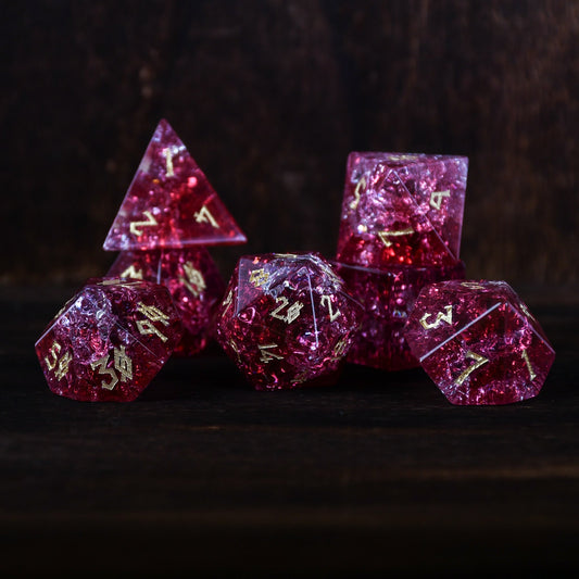 Strawberry Shattered Glass Dice Set