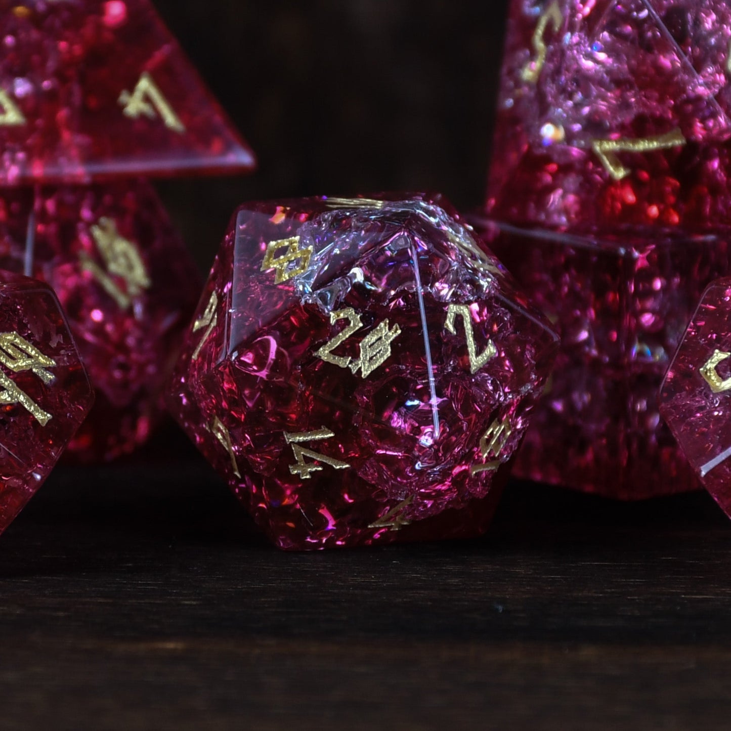 Strawberry Shattered Glass Dice Set