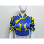 Chun Li Cosplay Costume – Street Fighter Blue Cheongsam Set with Headdress - Costume Only / S