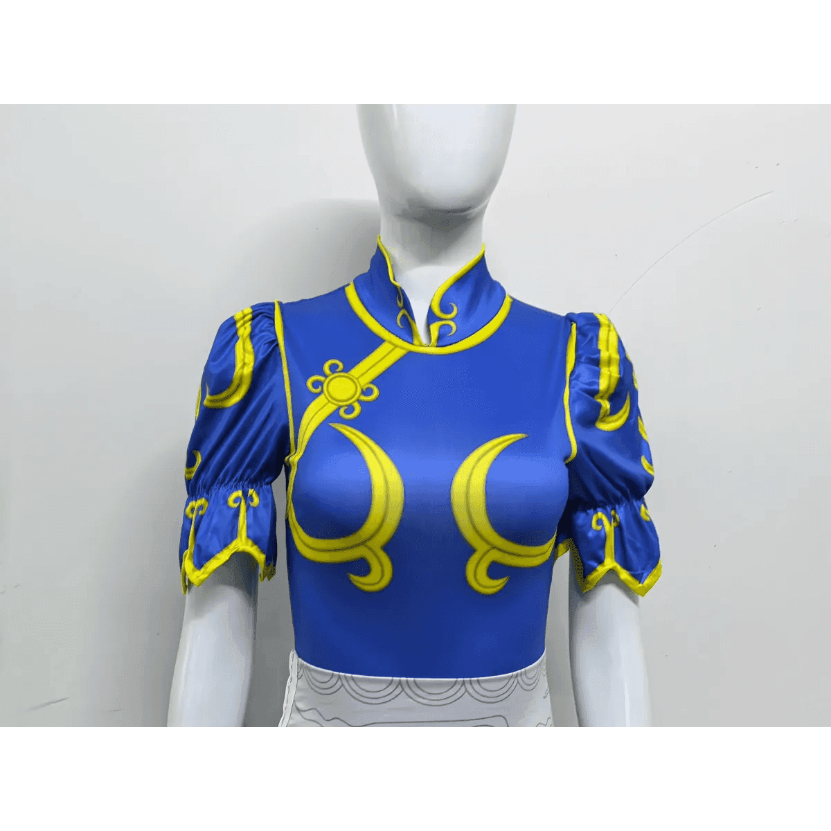 Chun Li Cosplay Costume – Street Fighter Blue Cheongsam Set with Headdress - Costume Only / S