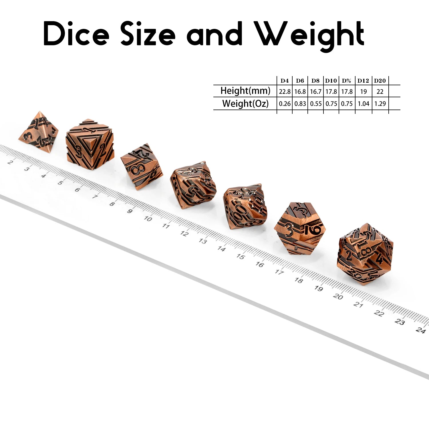 Stripe Metal Dice Set D&D,DNDND 7 PCS Zinc Alloy Metallic Dice Set with Great Package for Dungeons and Dragons DND and Talbletop