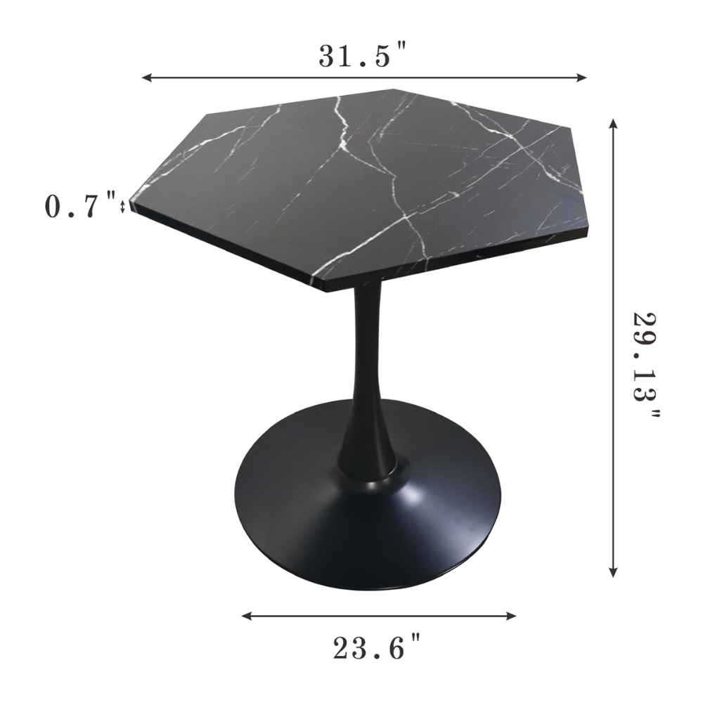 Stylish Modern Octagonal Coffee Table with Black Printed Marble Top