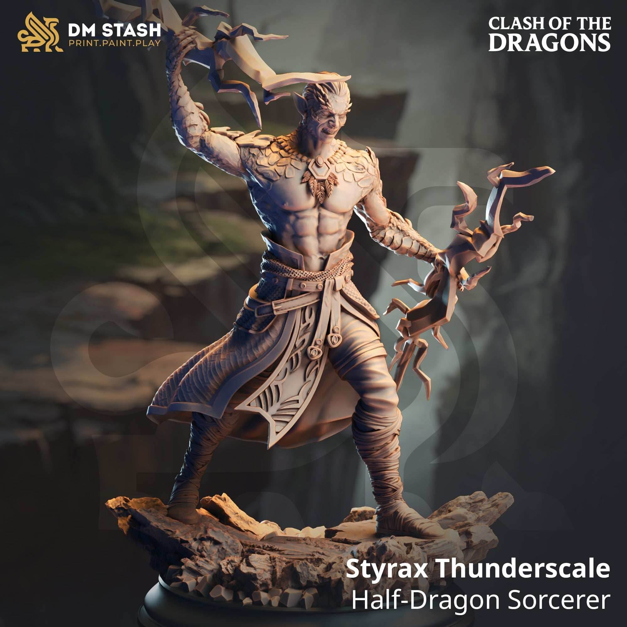 Styrax Thunderscale (Male Half-Dragonborn Sorcerer) - 32mm Scale