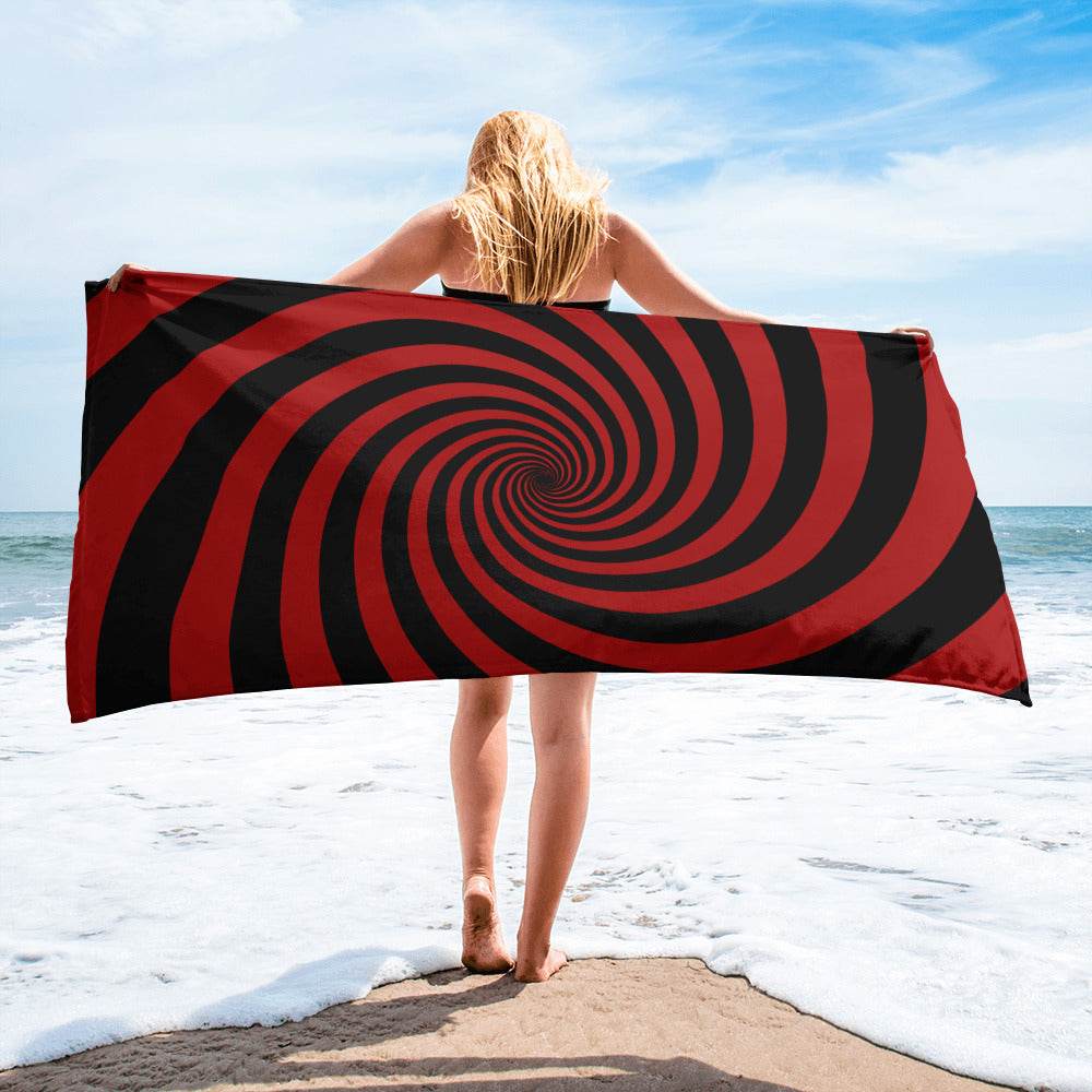 Black and Red Spiral Towel - 