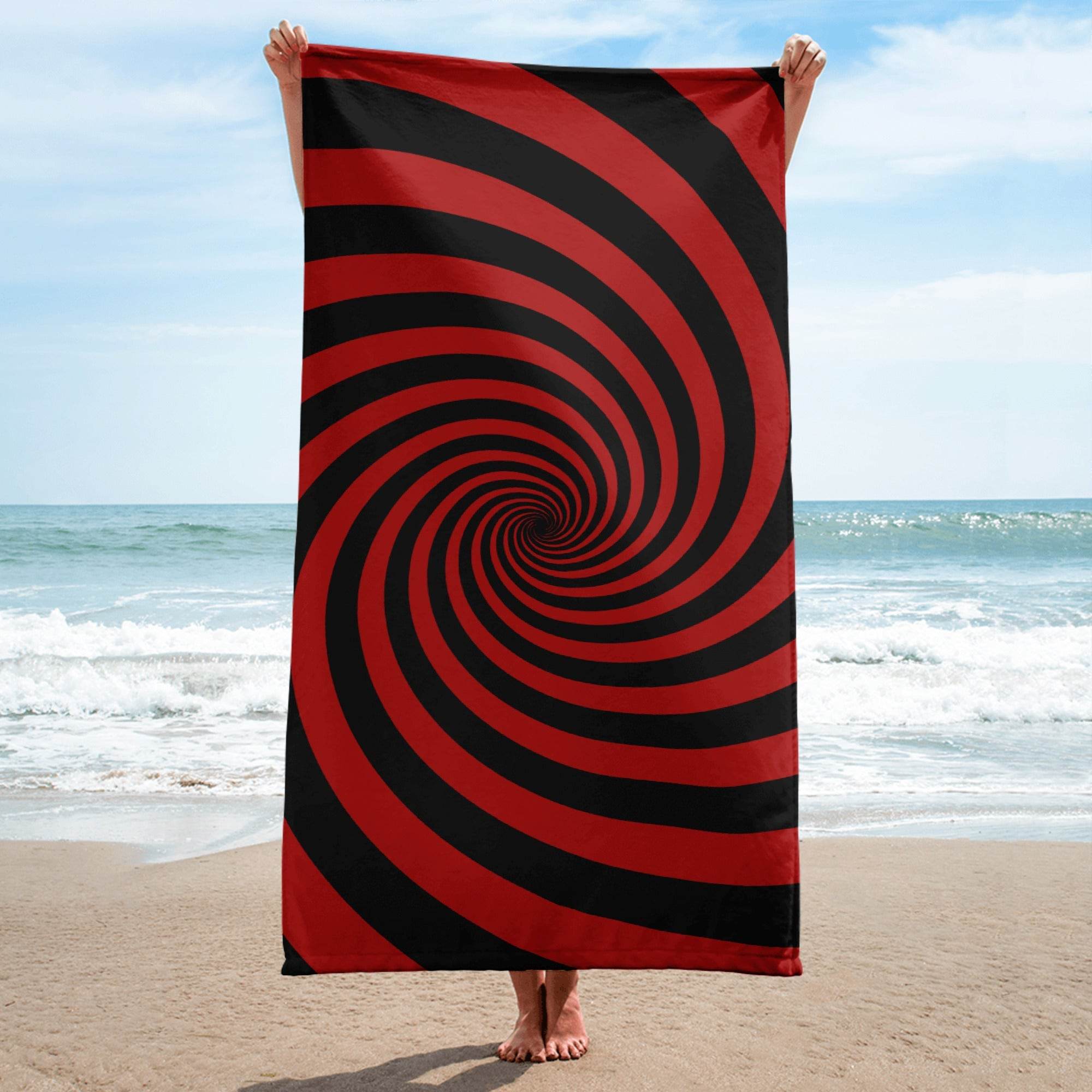 Black and Red Spiral Towel - 