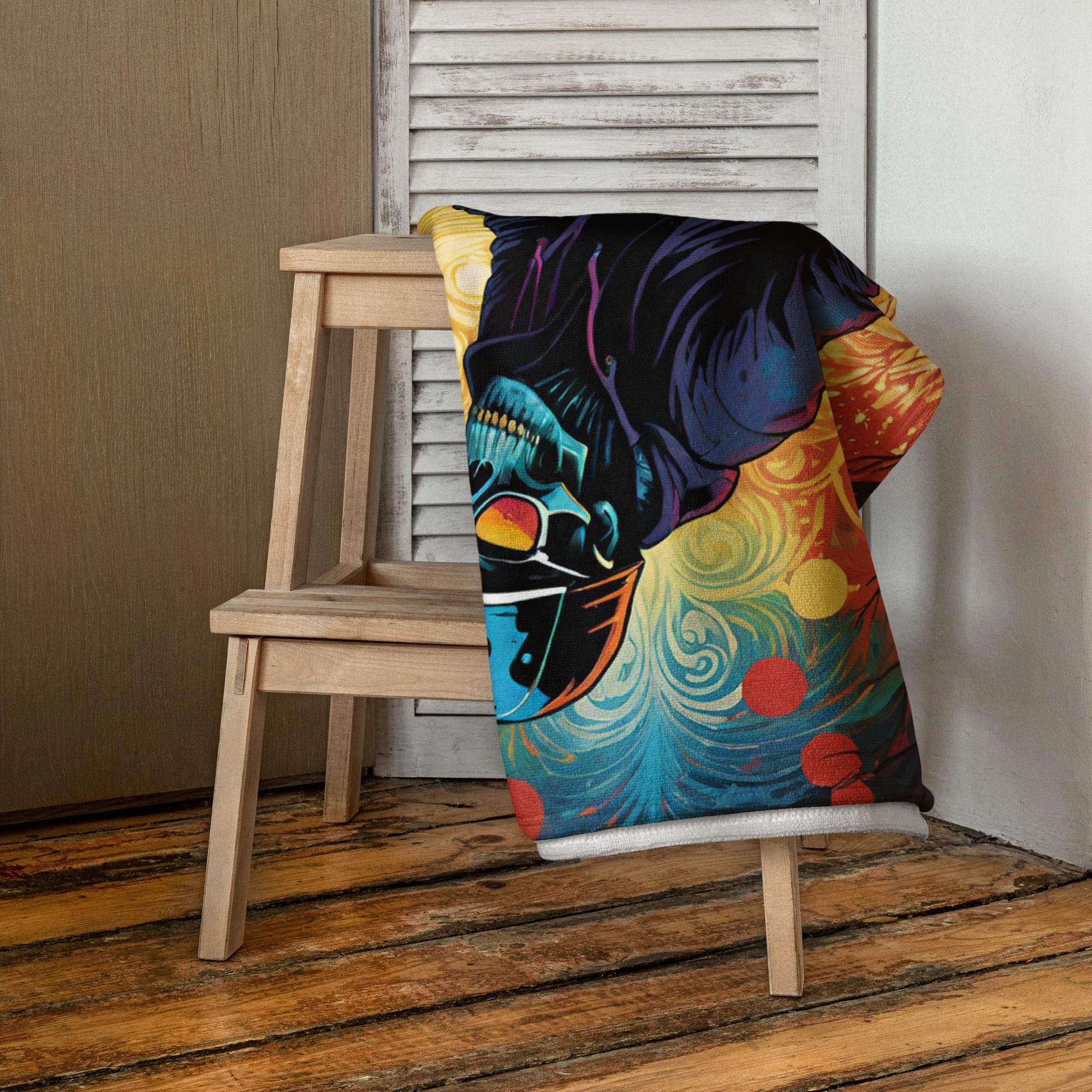 Colorful Skeleton Skater Towel - 