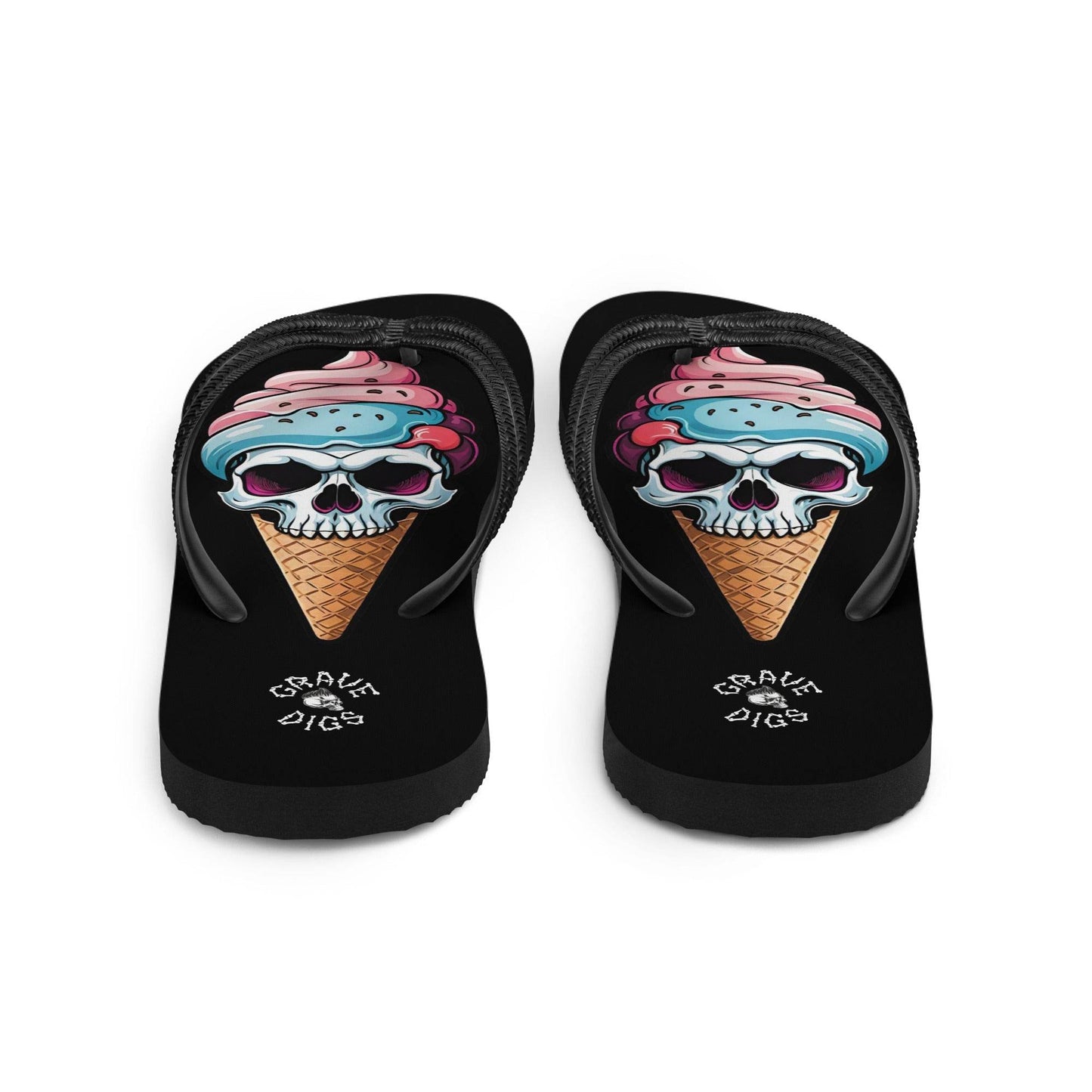 Grave Digs Skull Ice Cream Cone Flip Flops - S
