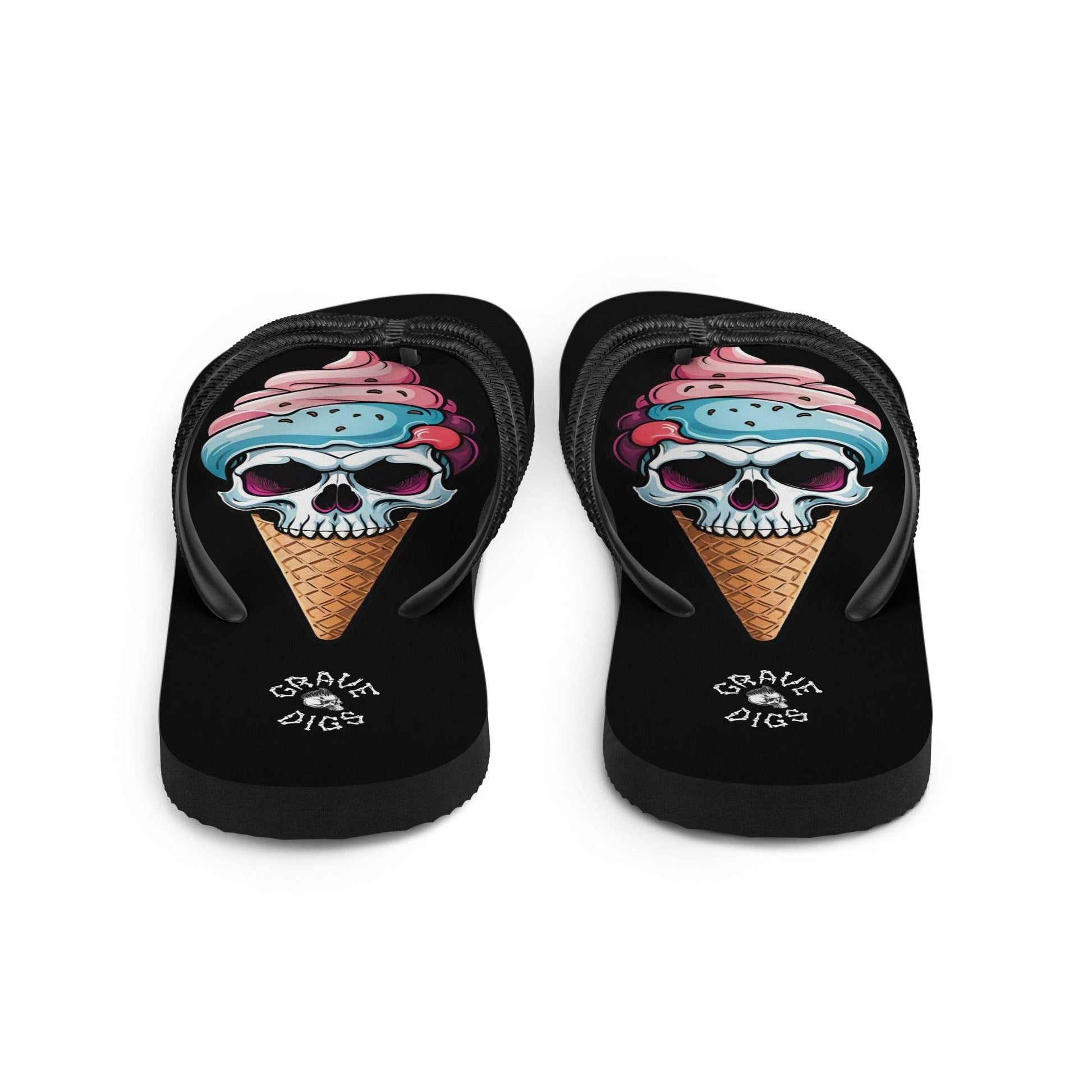 Grave Digs Skull Ice Cream Cone Flip Flops - S
