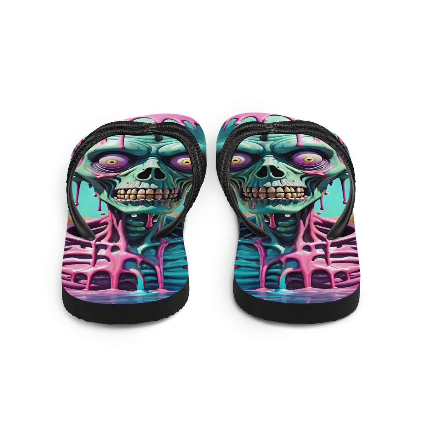 Colorful Melting Candy Zombie Gothic Flip Flops - S