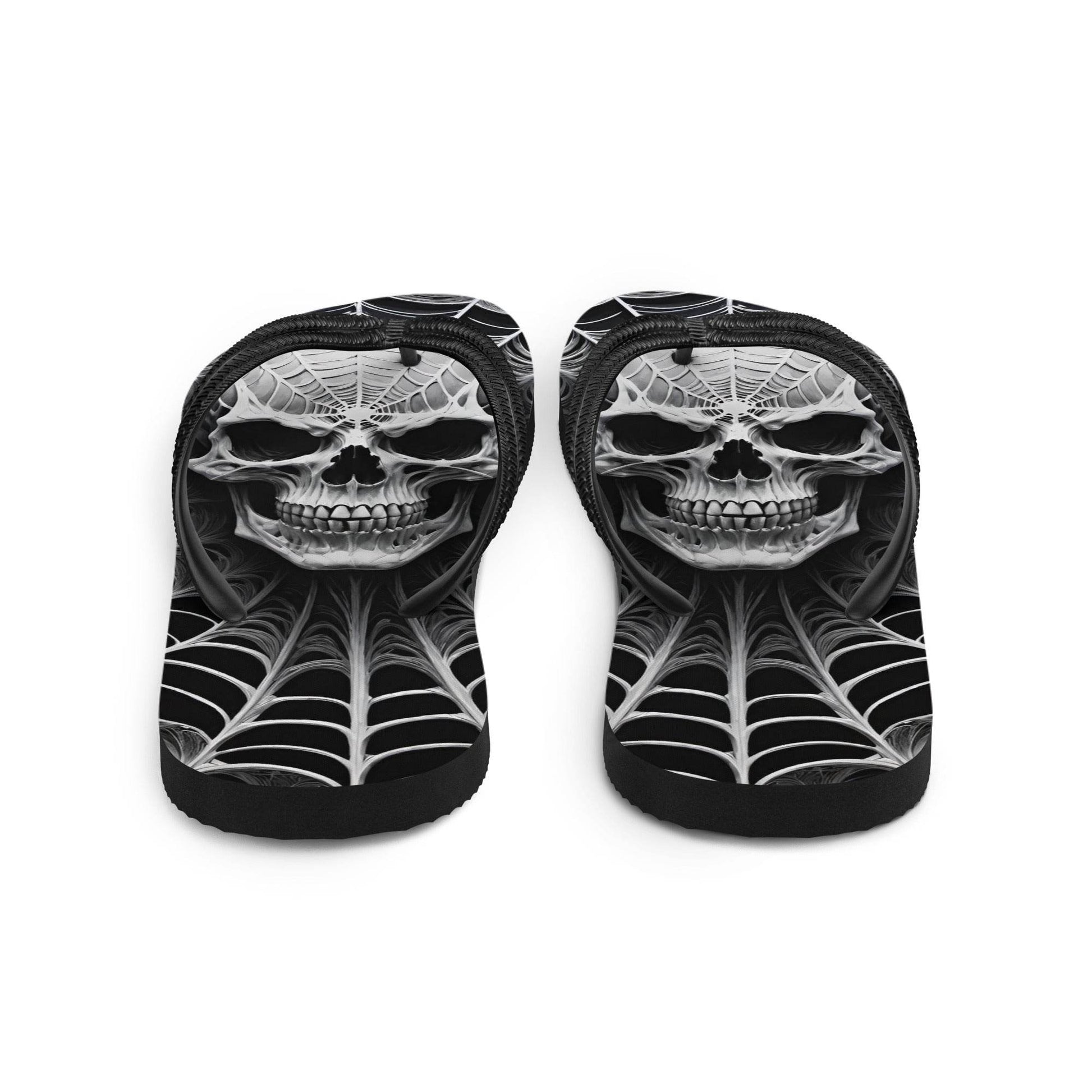 Spider Web Skull Flip Flops - S