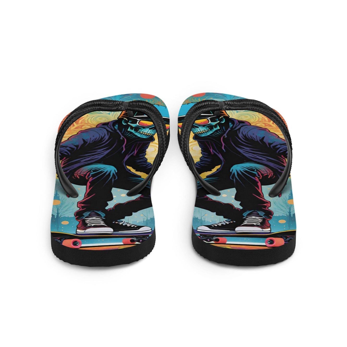 Colorful Skater Skeleton Flip Flops - S